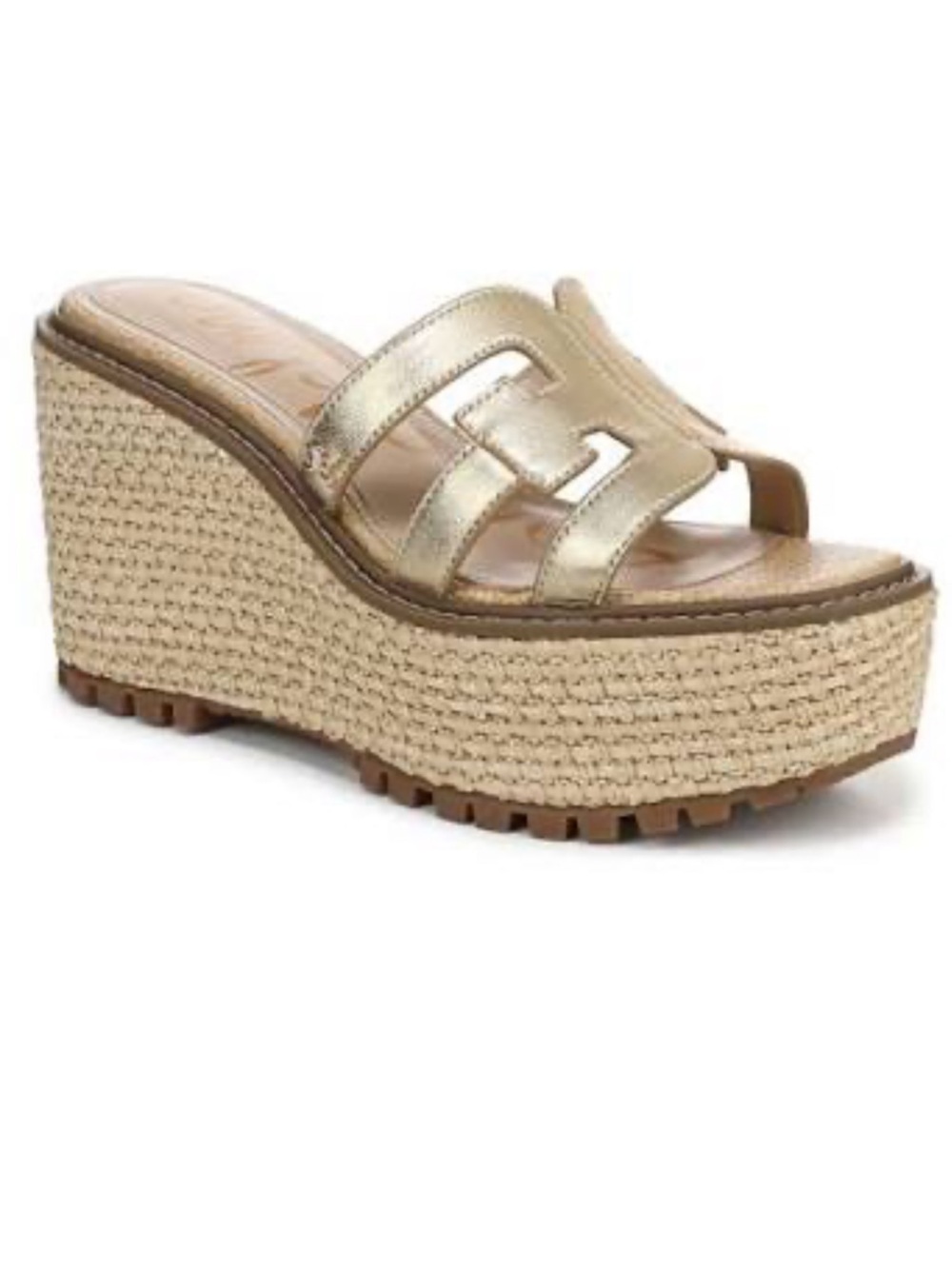 ✨Sam Edelman Laine Metallic Gold Wedge Slide Sandals